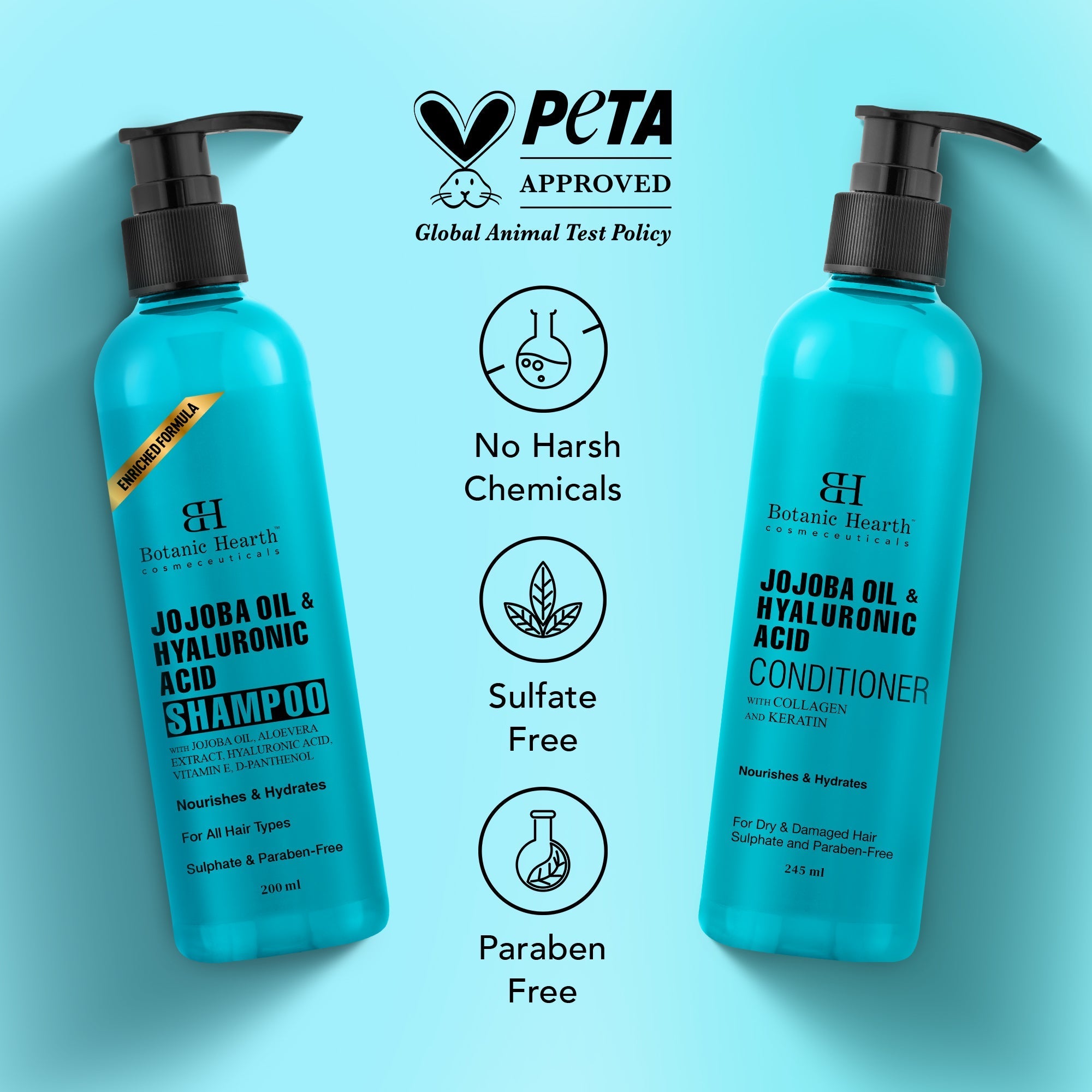Botanic Hearth Jojoba & Hyaluronic Acid - Shampoo & Conditioner Set | Grocsy
