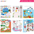 Jolly Kids Fun Learning 500 Activities Books Set of 4| Ages 3-8 years Thinking Skills Activities Learning Counting, Spelling, Solve Puzzle Activities | Grocsy
