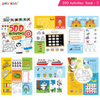 Jolly Kids Fun Learning 500 Activities Books Set of 4| Ages 3-8 years Thinking Skills Activities Learning Counting, Spelling, Solve Puzzle Activities | Grocsy