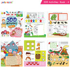 Jolly Kids Fun Learning 500 Activities Books Set of 4| Ages 3-8 years Thinking Skills Activities Learning Counting, Spelling, Solve Puzzle Activities | Grocsy