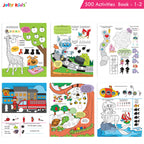 Jolly Kids Fun Learning 500 Activities Books Set of 4| Ages 3-8 years Thinking Skills Activities Learning Counting, Spelling, Solve Puzzle Activities | Grocsy