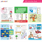 Jolly Kids Fun Learning 500 Activities Books Set of 4| Ages 3-8 years Thinking Skills Activities Learning Counting, Spelling, Solve Puzzle Activities | Grocsy