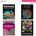 Jolly Kids Adult Colouring Books Set of 4|Adults Colouring Book: Stress Relieving Designs Floral, Animals, Birds & Motivational Quotes Colouring Books | Grocsy