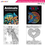 Jolly Kids Adult Colouring Books Set of 4|Adults Colouring Book: Stress Relieving Designs Floral, Animals, Birds & Motivational Quotes Colouring Books | Grocsy