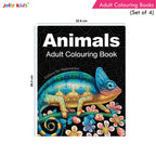 Jolly Kids Adult Colouring Books Set of 4|Adults Colouring Book: Stress Relieving Designs Floral, Animals, Birds & Motivational Quotes Colouring Books | Grocsy