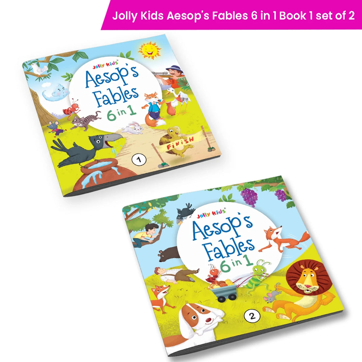 Jolly Kids A Collection of Aesop's Fables 6 in 1 Combo Moral Stories Books for Children| Ages 3-6 Years| Set of 2 | Grocsy