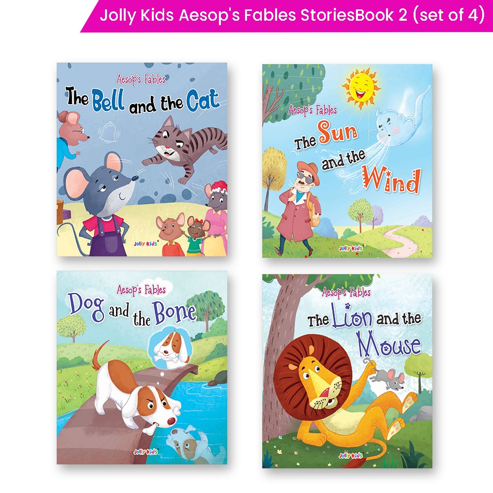Jolly Kids Aesop’s Fables English Short Stories Book 2 Set of 4 for Little Children| Ages 3 – 6 Years| Moral Stories | Grocsy