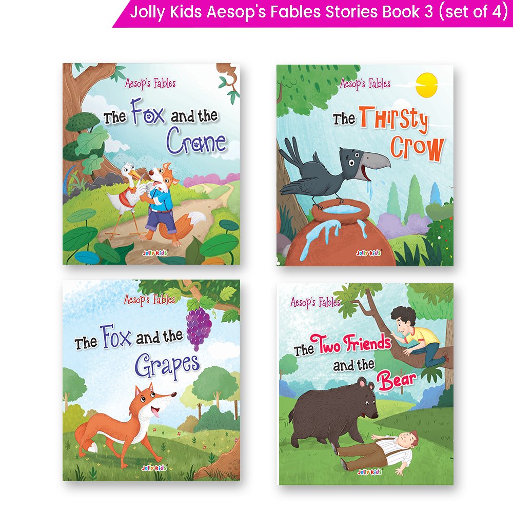 Jolly Kids Aesop’s Fables English Short Stories Book 3 Set of 4 for Little Children| Ages 3 – 6 Years| Moral Stories | Grocsy