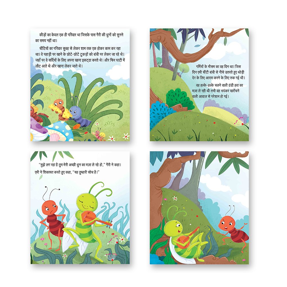 Jolly Kids Aesop's Fables Books C Set of 4 For Kids Ages 3-8 Years| Isap Ki Kahaniyan | Grocsy