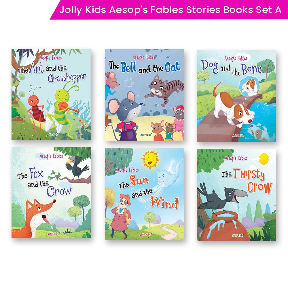 Jolly Kids Aesop's Fables Stories Books A Set of 6| Bedtime Moral Stories For Kids Ages 3-6 Years | Grocsy