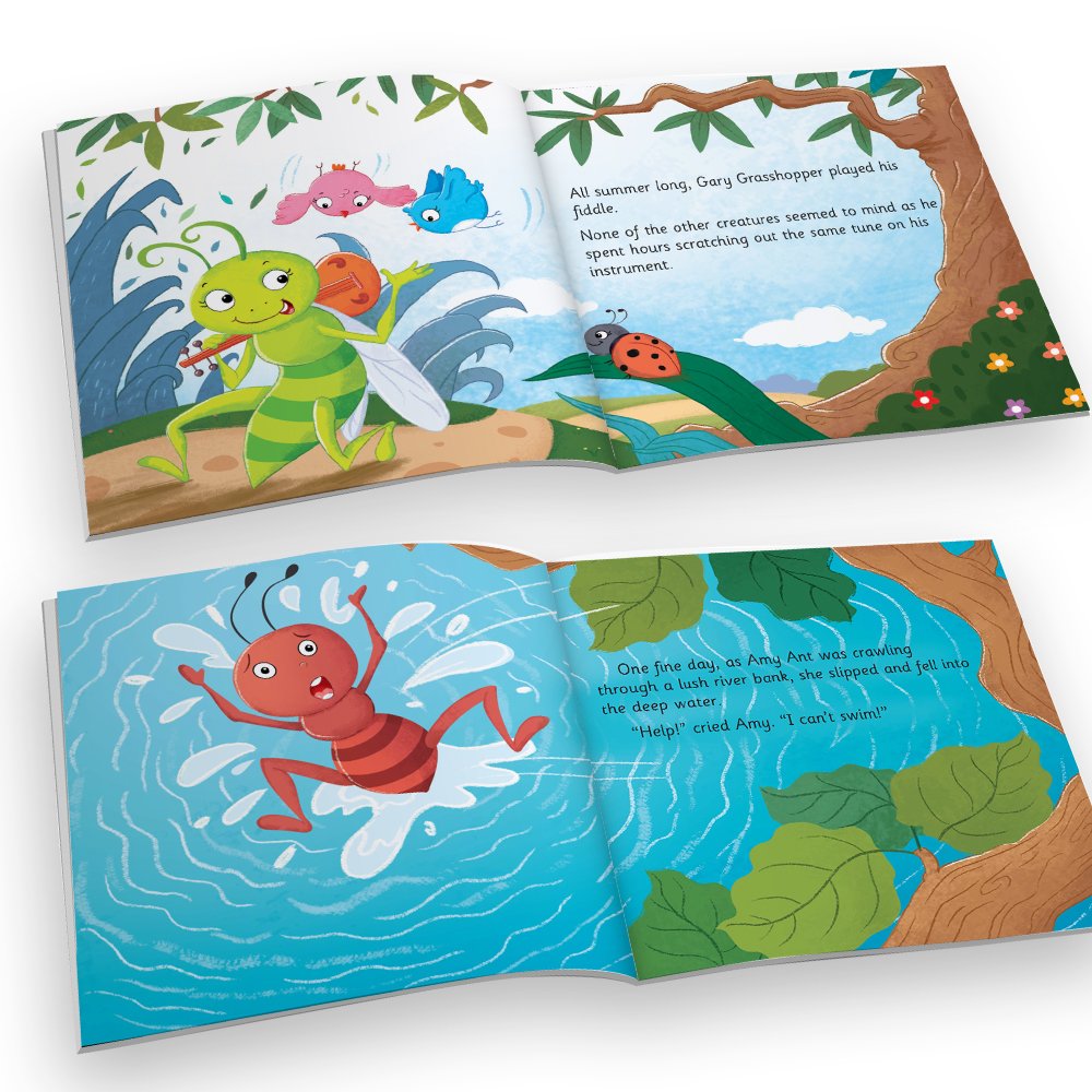 Jolly Kids Aesop's Fables Stories Books Set of 12 for Kids Ages 3-6 Years| Bedtime Moral Stories | Grocsy