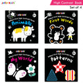 Jolly Kids Baby's First High Contrast Board Books (Set of 4)| Black and White Board Books For Kids Ages 0 - 3 Years | Grocsy