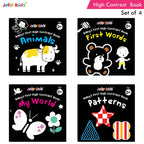 Jolly Kids Baby's First High Contrast Board Books (Set of 4)| Black and White Board Books For Kids Ages 0 - 3 Years | Grocsy