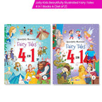 Jolly Kids Beautifully Illustrated Fairy Tales 4 in 1 Books A Set of 2| Ultimate Collection of Bedtime Megical Stories For Children Ages 3-8 Years | Grocsy