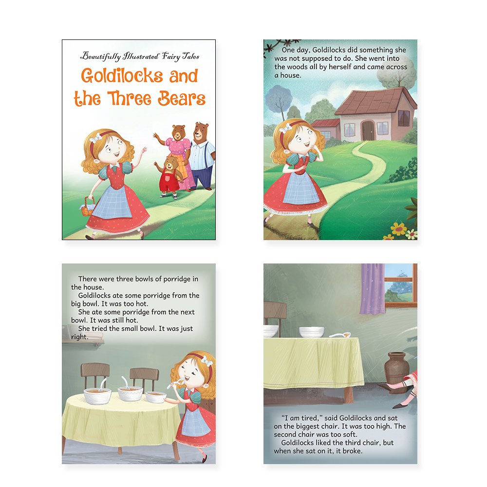 Jolly Kids Beautifully Illustrated Fairy Tales 4 in 1 Books B Set of 2| Ultimate Collection of Bedtime Megical Stories For Children Ages 3-8 Years | Grocsy