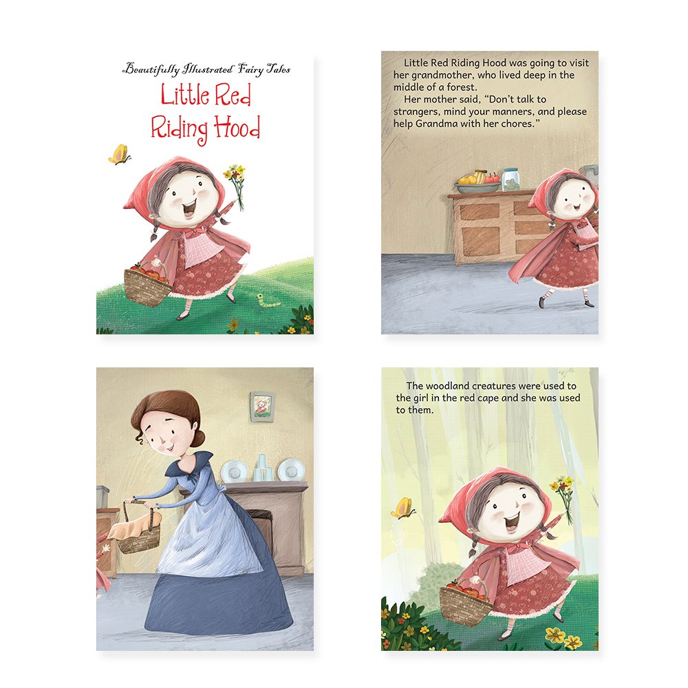 Jolly Kids Beautifully Illustrated Fairy Tales 4 in 1 Books B Set of 2| Ultimate Collection of Bedtime Megical Stories For Children Ages 3-8 Years | Grocsy