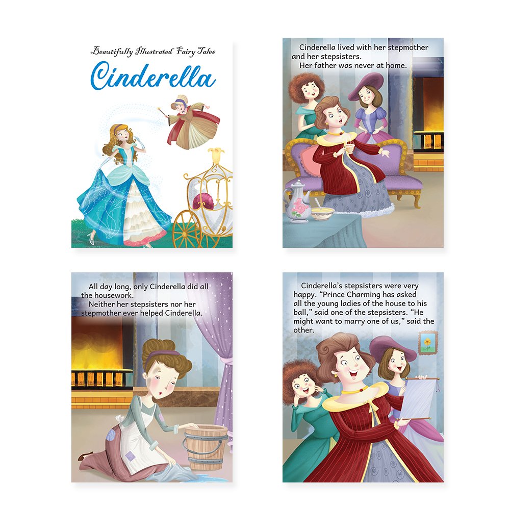 Jolly Kids Beautifully Illustrated Fairy Tales 4 in 1 Books C Set of 2| Ultimate Collection of Bedtime Megical Stories For Children Ages 3-8 Years | Grocsy