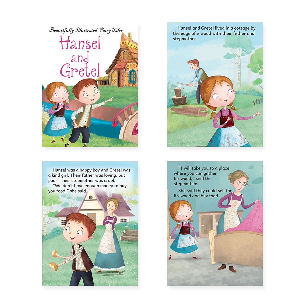 Jolly Kids Beautifully Illustrated Fairy Tales 4 in 1 Books C Set of 2| Ultimate Collection of Bedtime Megical Stories For Children Ages 3-8 Years | Grocsy