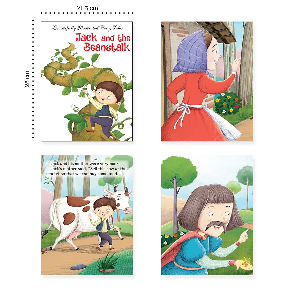 Jolly Kids Beautifully Illustrated Fairy Tales 4 in 1 Books D Set of 2| Ultimate Collection of Bedtime Megical Stories For Children Ages 3-8 Years | Grocsy