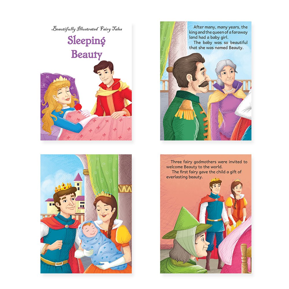 Jolly Kids Beautifully Illustrated Fairy Tales 4 in 1 Books D Set of 2| Ultimate Collection of Bedtime Megical Stories For Children Ages 3-8 Years | Grocsy