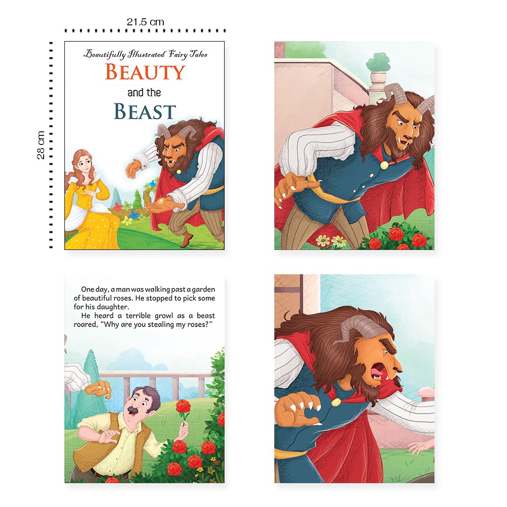 Jolly Kids Beautifully Illustrated Fairy Tales 4 in 1 Books E Set of 2| Ultimate Collection of Bedtime Megical Stories For Children Ages 3-8 Years | Grocsy