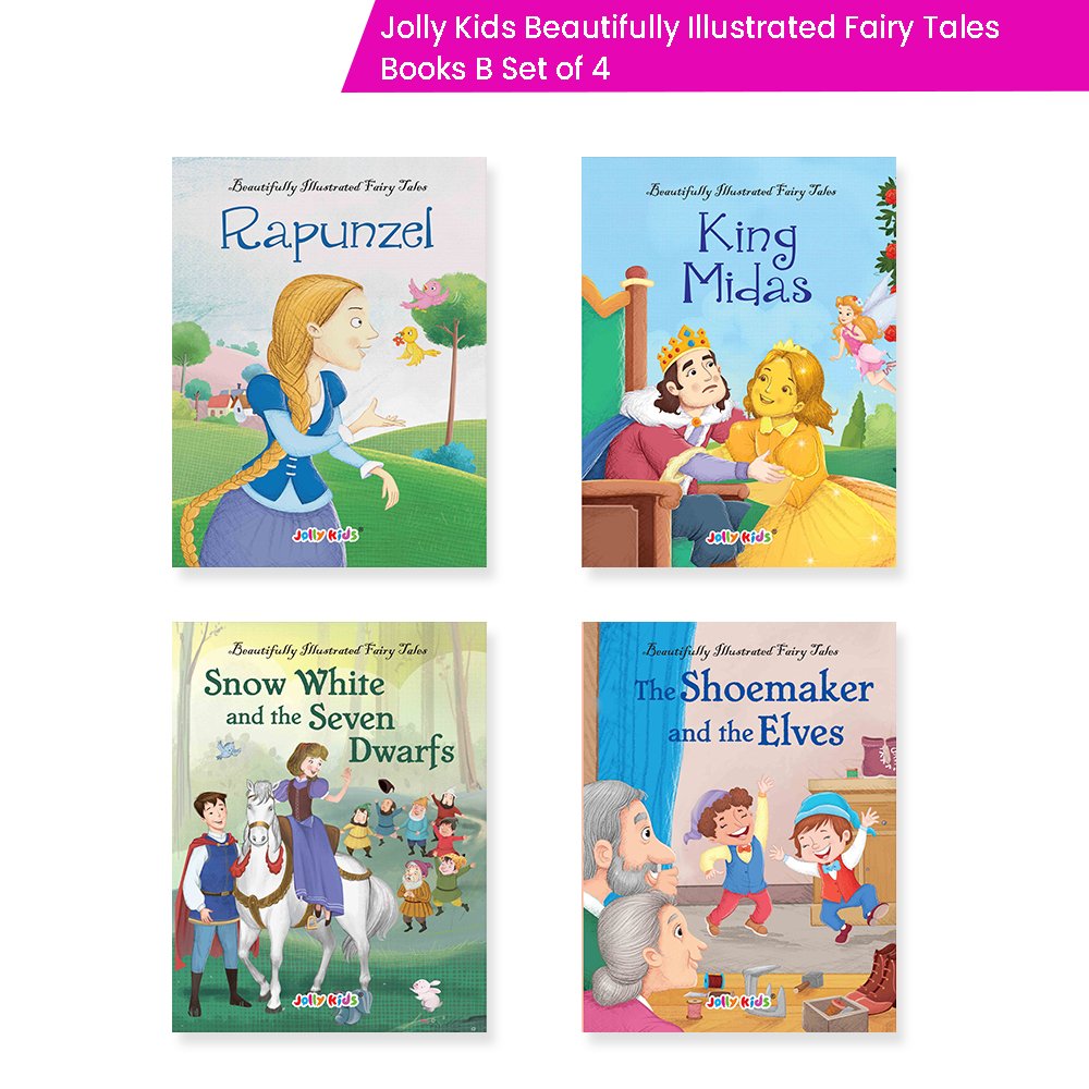 Jolly Kids Beautifully Illustrated Fairy Tales Books B Set of 4 For Kids Ages 3-8 Years| Magical Gift Stories Book | Grocsy