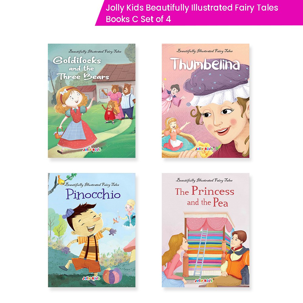 Jolly Kids Beautifully Illustrated Fairy Tales Books C Set of 4 Combo Storytelling Books For Kids Ages 3-8 Years | Grocsy