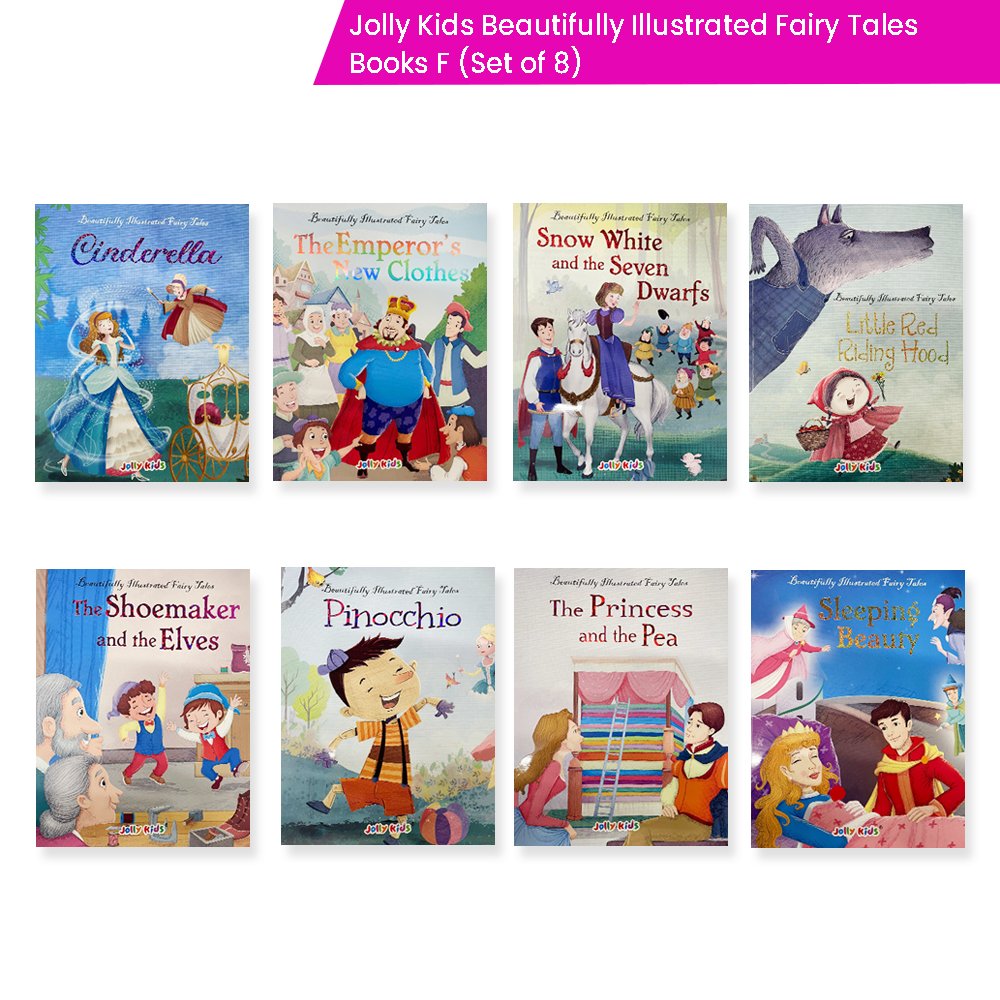 Jolly Kids Beautifully Illustrated Fairy Tales Books F Set of 8 Combo Storytelling Books For Kids Ages 3-8 Years | Grocsy
