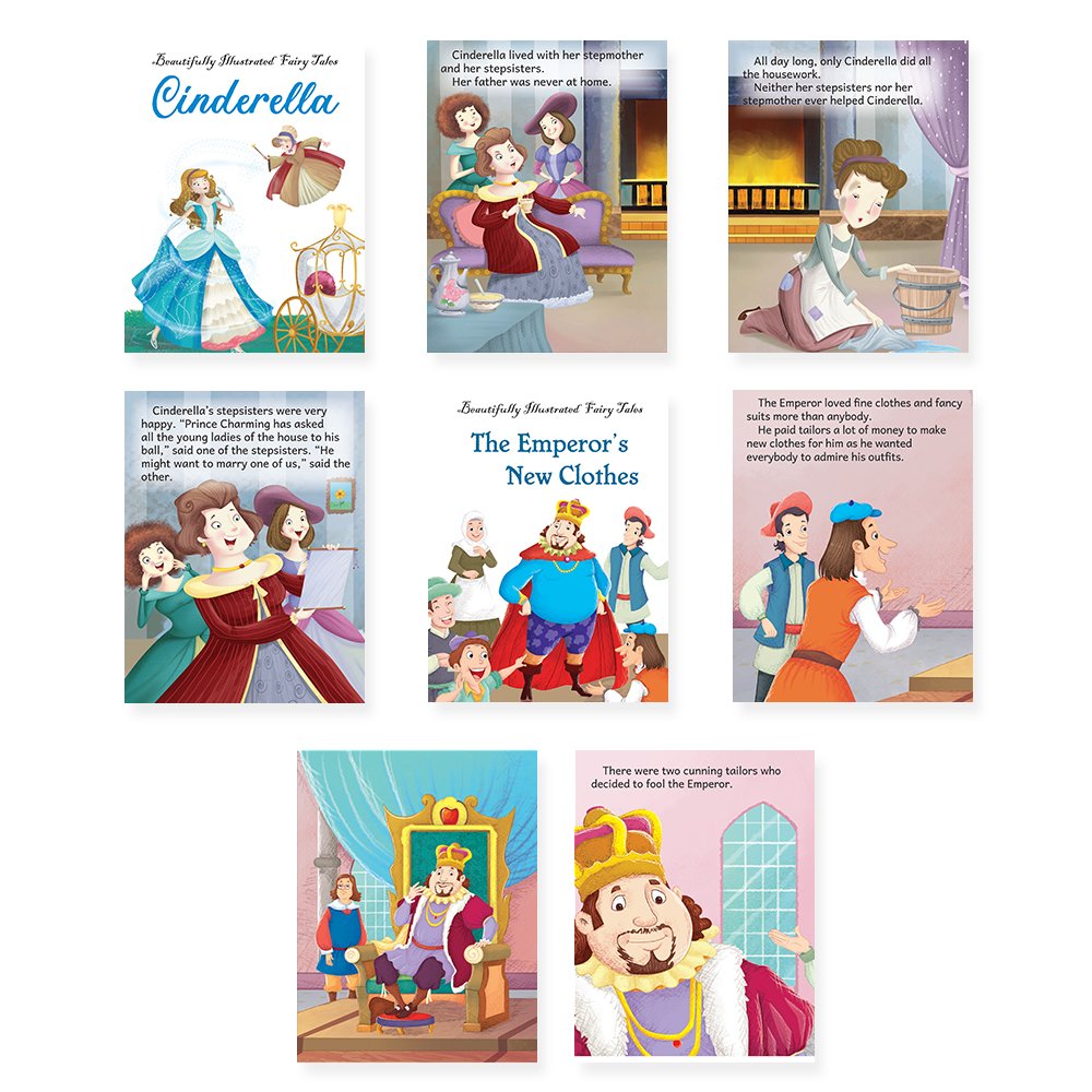 Jolly Kids Beautifully Illustrated Fairy Tales Books G Set of 16 For Kids Ages 3-8 Years| Combo Storytelling Books | Grocsy