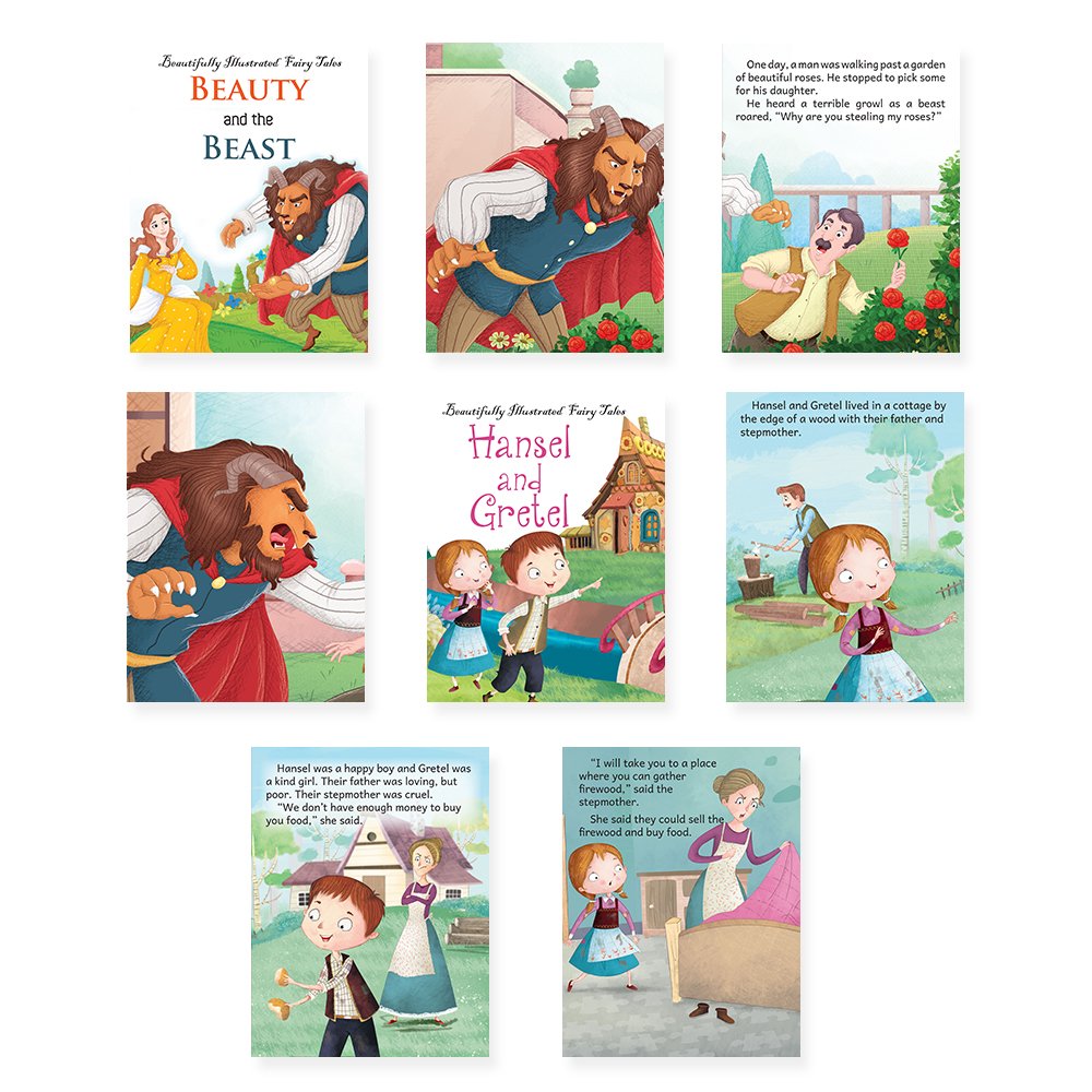 Jolly Kids Beautifully Illustrated Fairy Tales Books G Set of 16 For Kids Ages 3-8 Years| Combo Storytelling Books | Grocsy