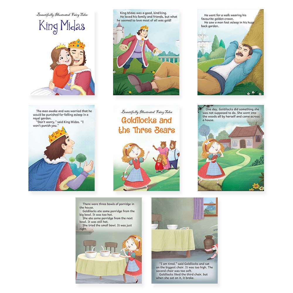 Jolly Kids Beautifully Illustrated Fairy Tales Books G Set of 16 For Kids Ages 3-8 Years| Combo Storytelling Books | Grocsy