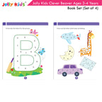 Jolly Kids Clever Beaver Ages 3-4 Years Fun Learning Workbooks Set of 4| Alphabets| Numbers| EVS| Good Habit| Workbooks for Kindergarten | Grocsy