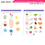 Jolly Kids Clever Beaver Ages 3-4 Years Fun Learning Workbooks Set of 4| Alphabets| Numbers| EVS| Good Habit| Workbooks for Kindergarten | Grocsy