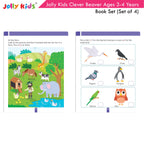 Jolly Kids Clever Beaver Ages 3-4 Years Fun Learning Workbooks Set of 4| Alphabets| Numbers| EVS| Good Habit| Workbooks for Kindergarten | Grocsy