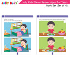 Jolly Kids Clever Beaver Ages 3-4 Years Fun Learning Workbooks Set of 4| Alphabets| Numbers| EVS| Good Habit| Workbooks for Kindergarten | Grocsy