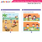 Jolly Kids Clever Beaver Ages 3-4 Years Fun Learning Workbooks Set of 4| Alphabets| Numbers| EVS| Good Habit| Workbooks for Kindergarten | Grocsy