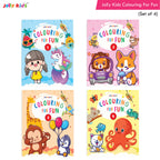 Jolly Kids Colouring for Fun Books A| Set of 4| Each Book 64 Images|Colouring & Painting Books for Kids|Ages 3-8 Year | Grocsy