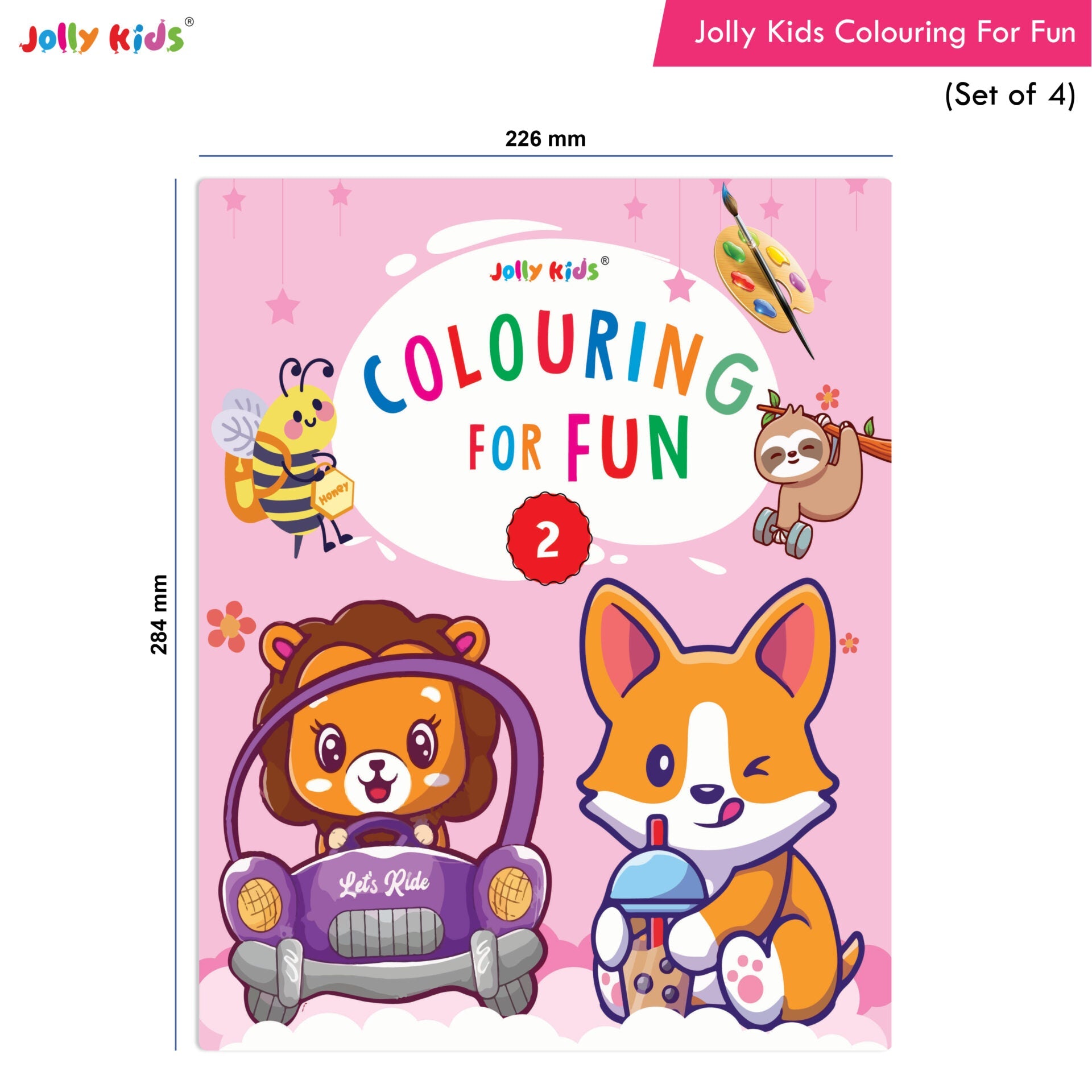 Jolly Kids Colouring for Fun Books A| Set of 4| Each Book 64 Images|Colouring & Painting Books for Kids|Ages 3-8 Year | Grocsy