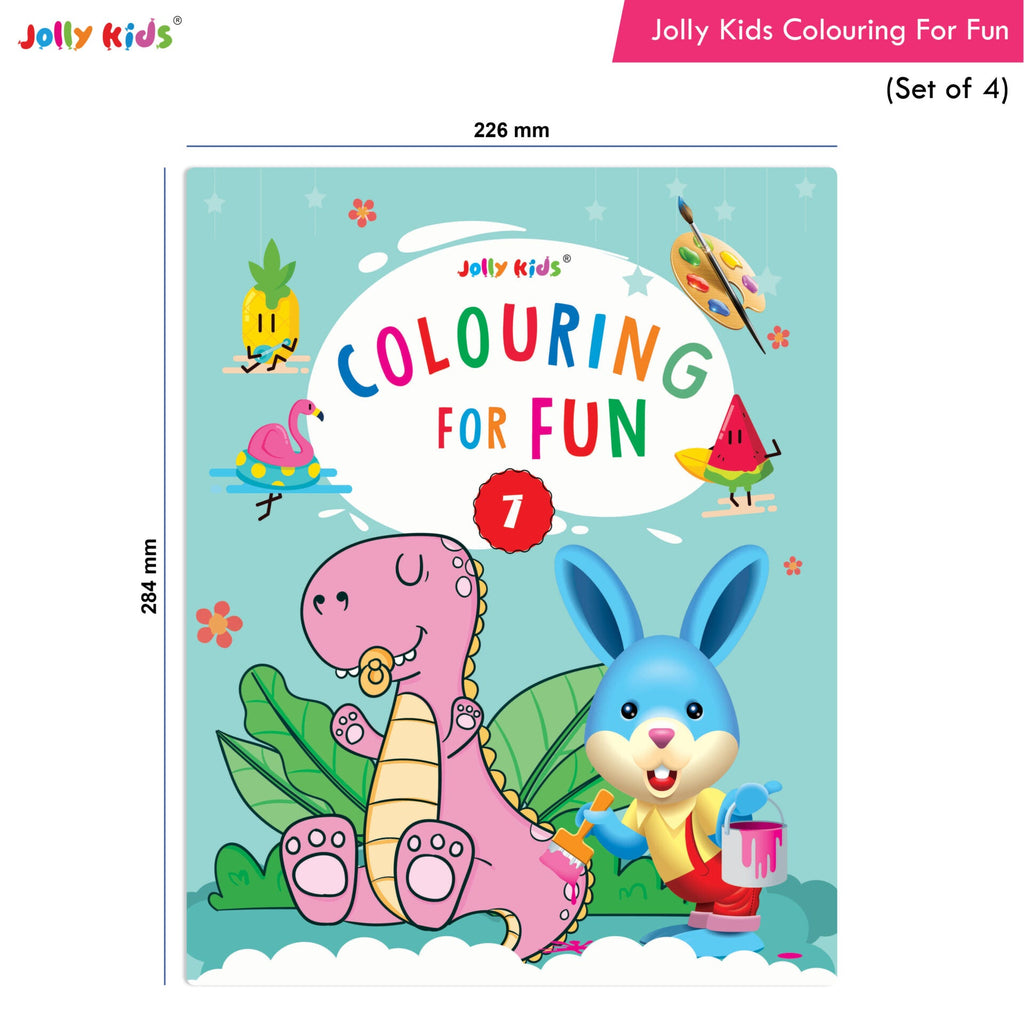 Jolly Kids Colouring for Fun Books B| Set of 4| Each Book 64 Images|Colouring & Painting Books for Kids|Ages 3-8 Year | Grocsy