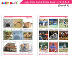 Jolly Kids Cut & Paste Project, Activities & Scrap Books Set of 4| Activity Charts-Flowers, Animals, National Flags etc | Grocsy