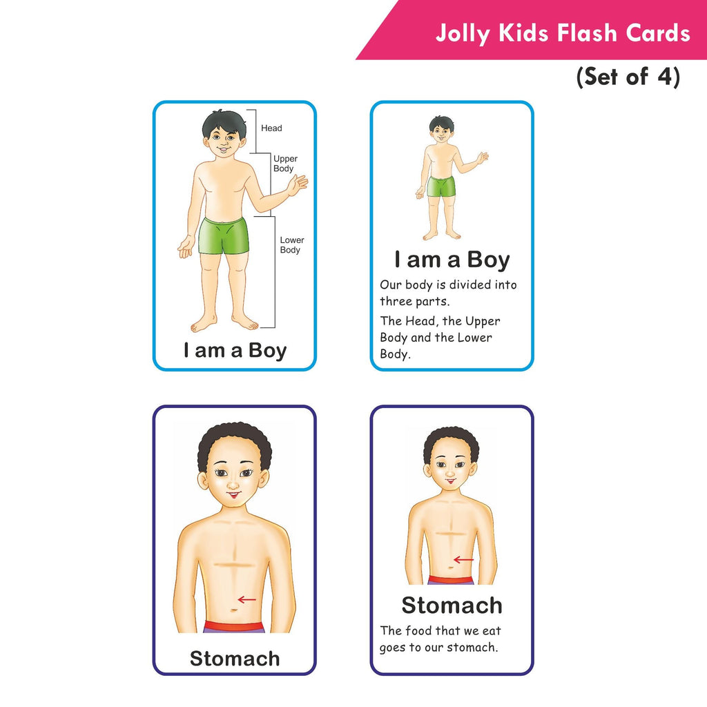 Jolly Kids Pre-school Learning Flash Cards for Kids| Set of 4| 32 Cards on Each Pack| Ages 1-6 Years | Grocsy