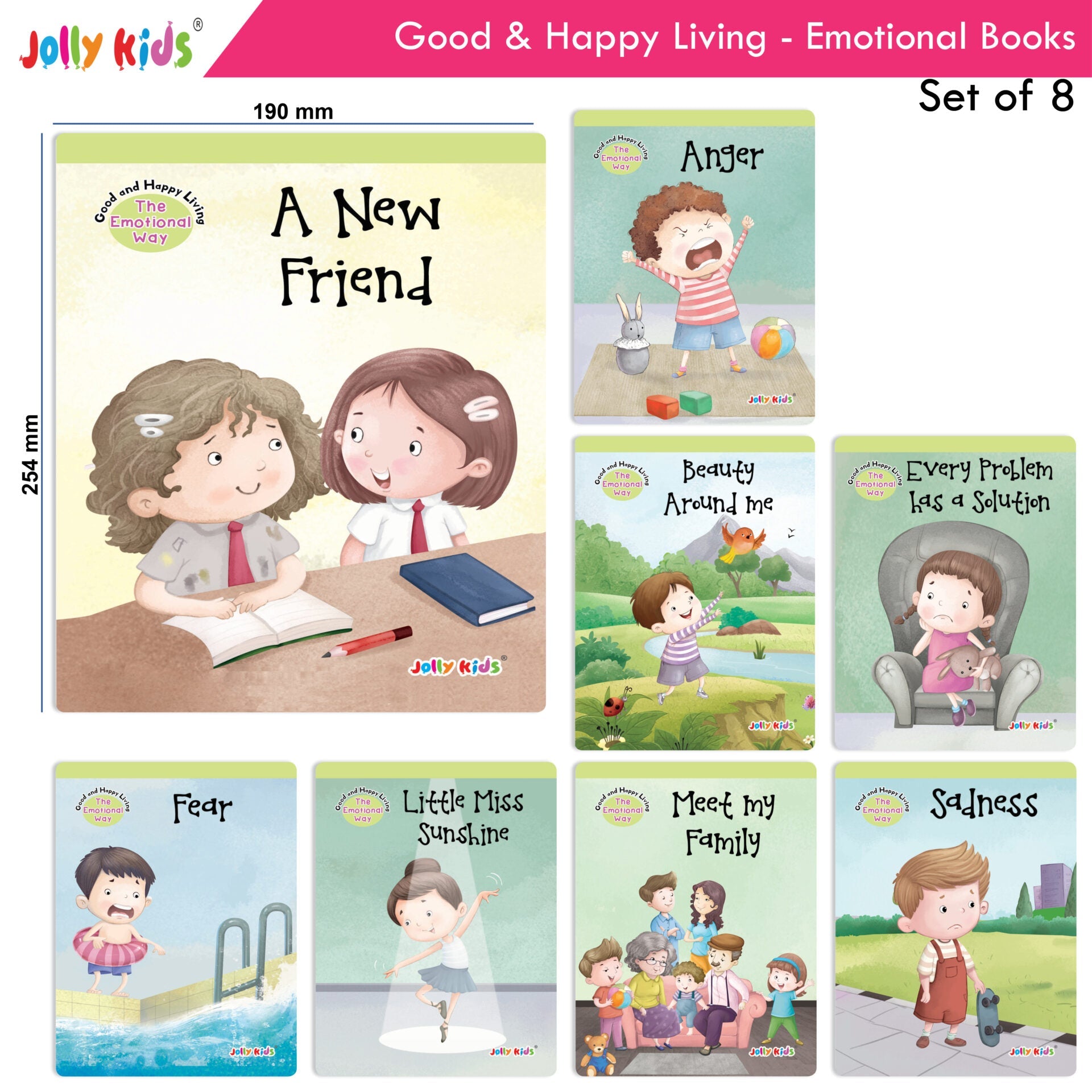 Jolly Kids Good & Happy Living The Emotional Way Story Books (Set of 8) Learning Stories about Feeling and Emotions| Ages 3 - 8 years | Grocsy