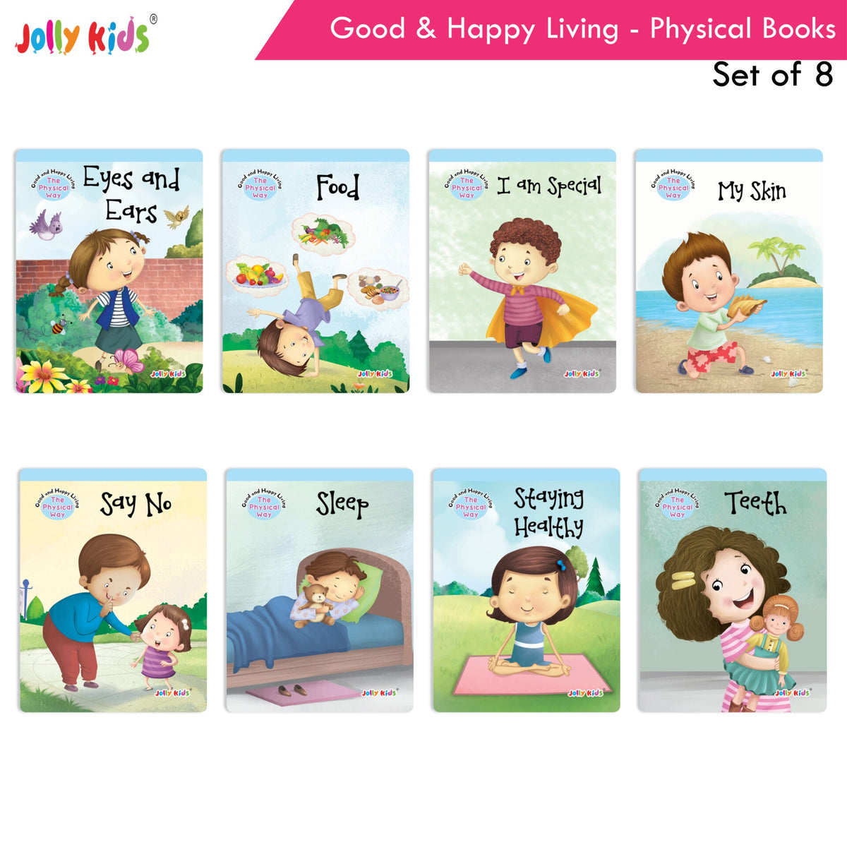 Jolly Kids Good & Happy Living The Physical Way Stories Books Set of 8| Kids learning Physical Health Activity| Ages 3-6 Years | Grocsy