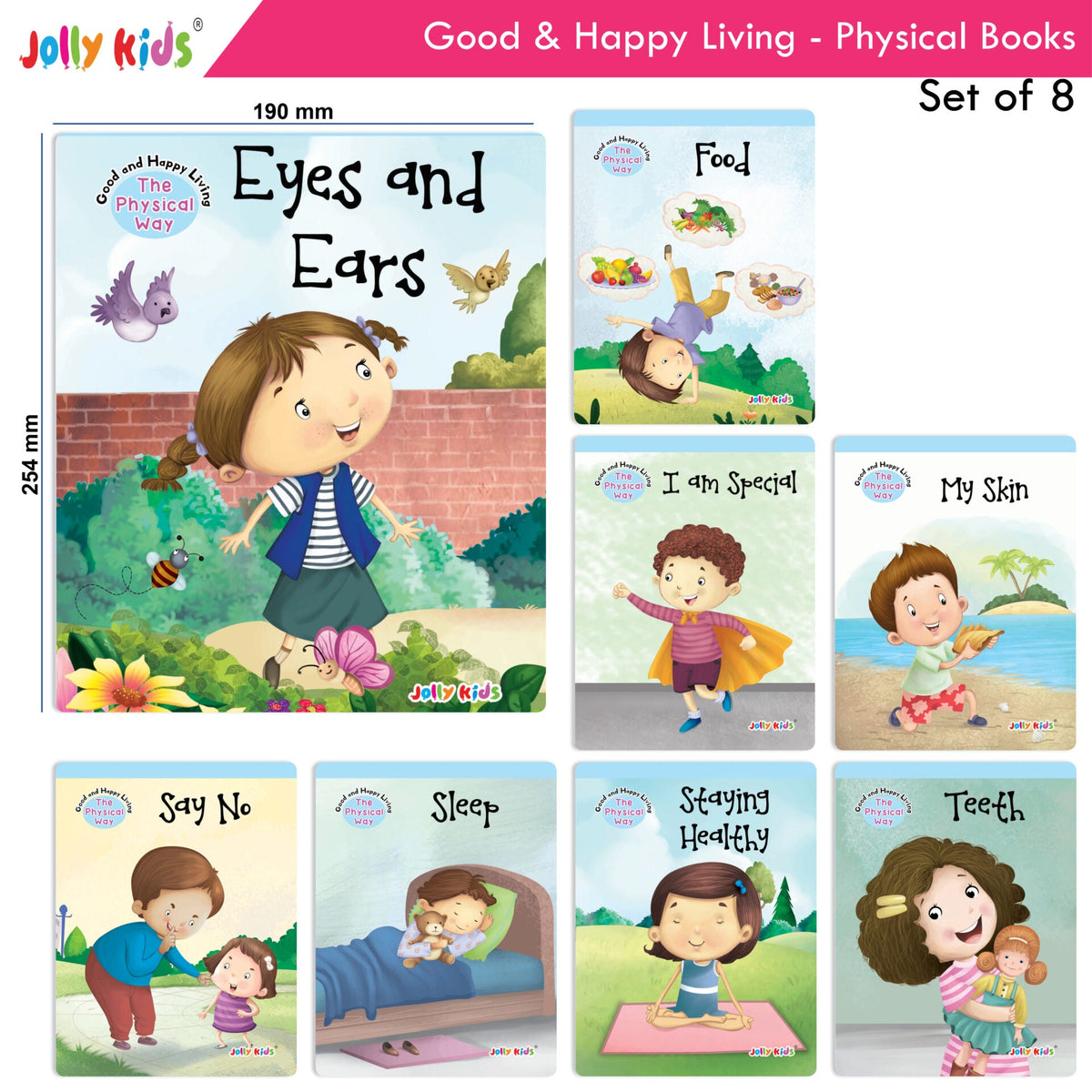 Jolly Kids Good & Happy Living The Physical Way Stories Books Set of 8| Kids learning Physical Health Activity| Ages 3-6 Years | Grocsy