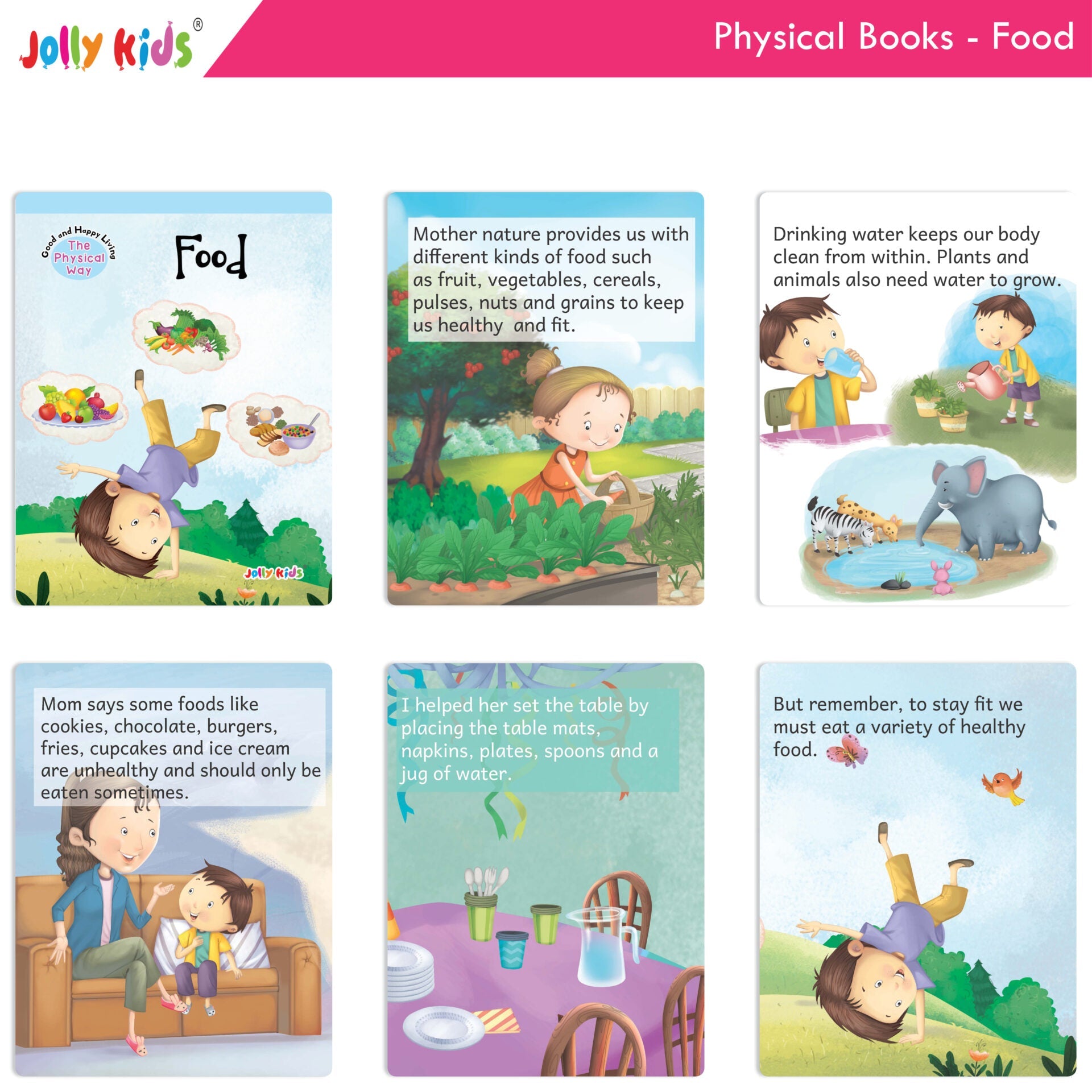 Jolly Kids Good & Happy Living The Physical Way Stories Books Set of 8| Kids learning Physical Health Activity| Ages 3-6 Years | Grocsy
