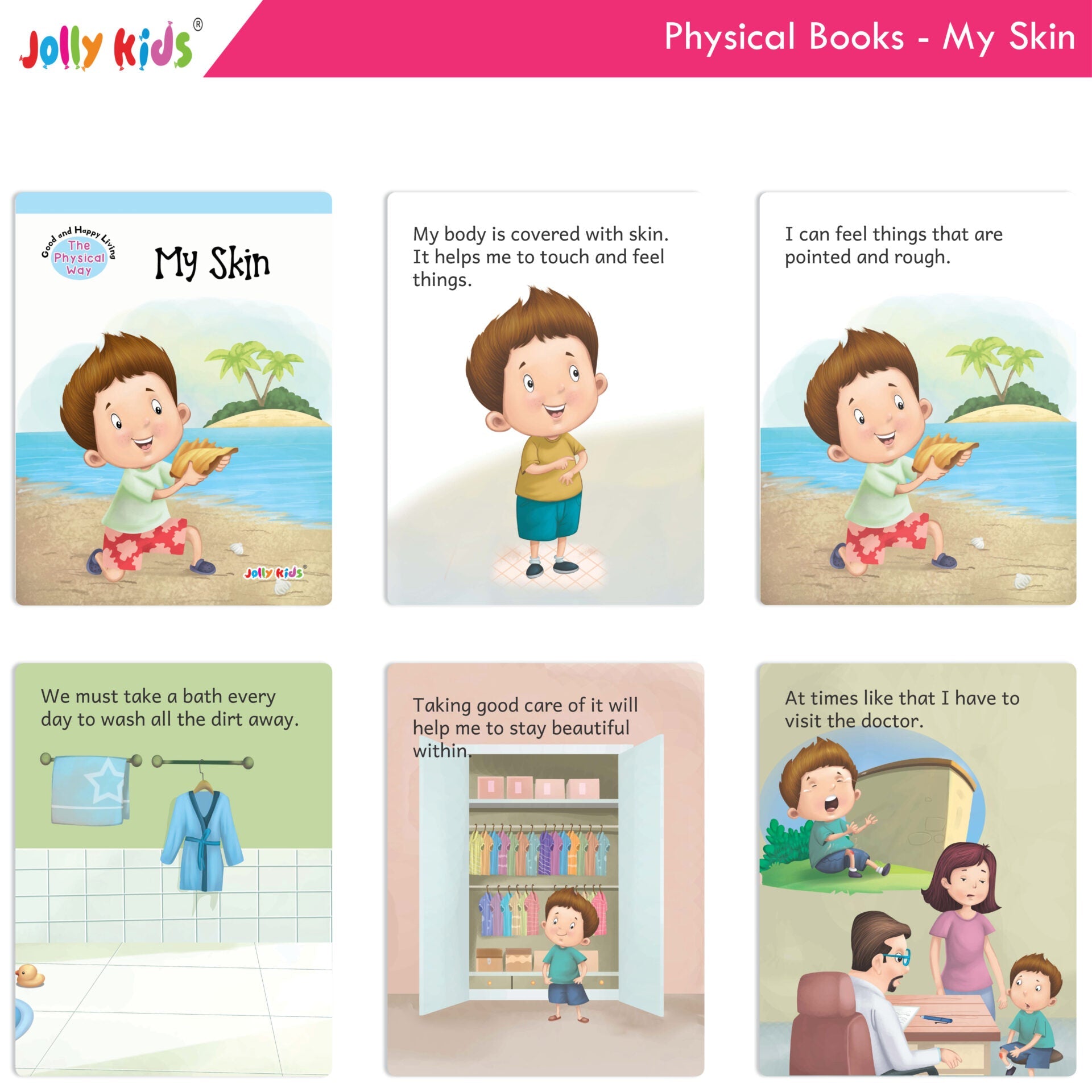 Jolly Kids Good & Happy Living The Physical Way Stories Books Set of 8| Kids learning Physical Health Activity| Ages 3-6 Years | Grocsy