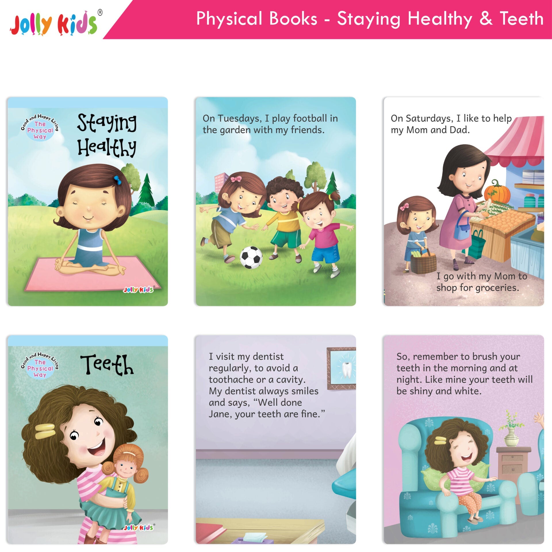 Jolly Kids Good & Happy Living The Physical Way Stories Books Set of 8| Kids learning Physical Health Activity| Ages 3-6 Years | Grocsy