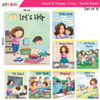 Jolly Kids Good & Happy Living The Social Way Series Books (Set of 8)| Kids Learning Social Reponsibilities in Short Stories Books Ages 3 - 8 Years | Grocsy