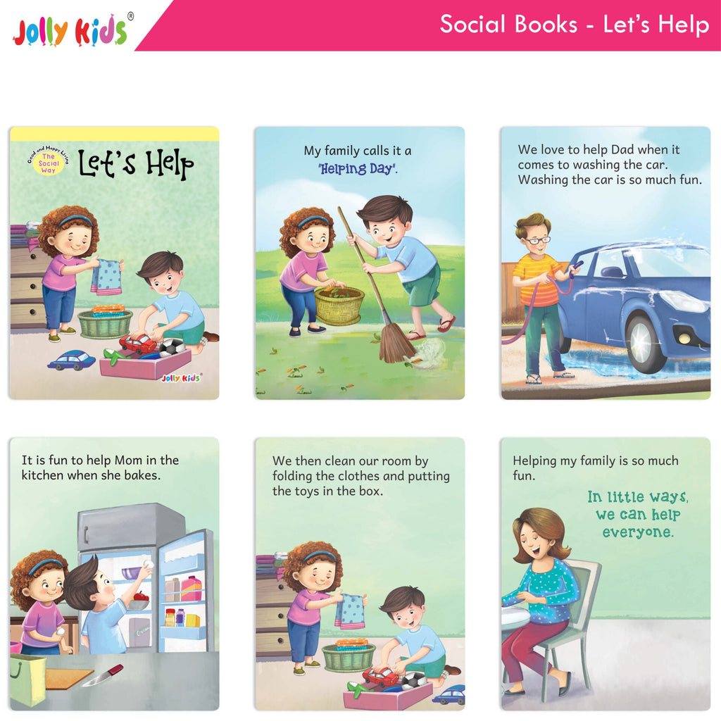 Jolly Kids Good & Happy Living The Social Way Series Books (Set of 8)| Kids Learning Social Reponsibilities in Short Stories Books Ages 3 - 8 Years | Grocsy