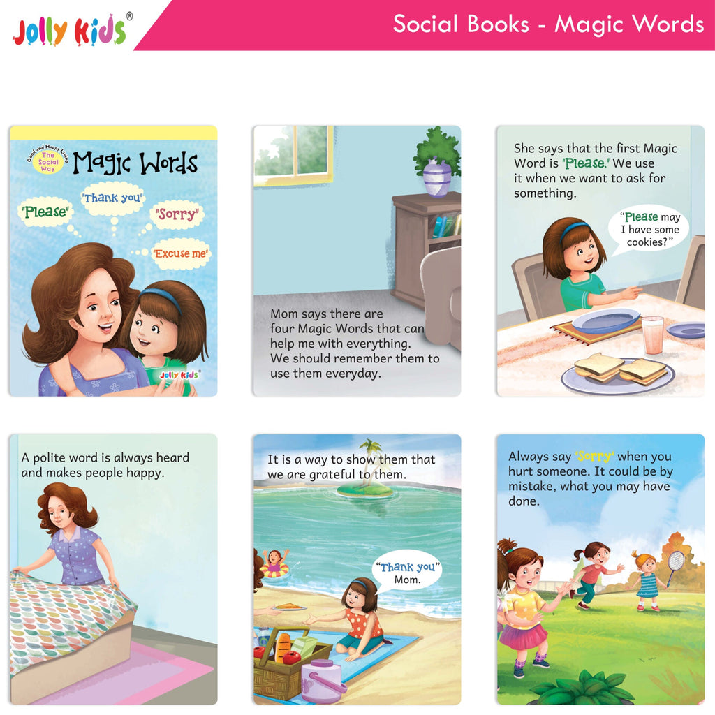 Jolly Kids Good & Happy Living The Social Way Series Books (Set of 8)| Kids Learning Social Reponsibilities in Short Stories Books Ages 3 - 8 Years | Grocsy
